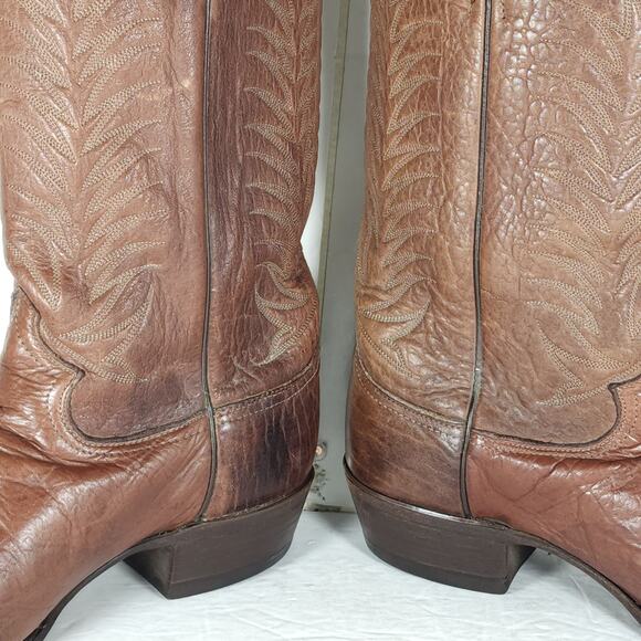 Justin Men\'s Vintage 1306 US 12D Brown Leather Cowboy Boots Made in USA main image 9